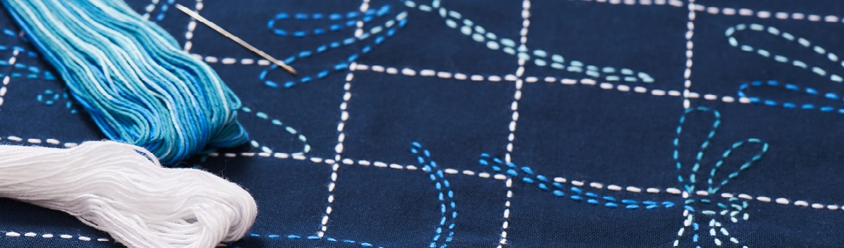 Sashiko stitching on cushion cover