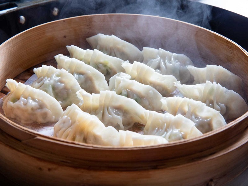 Dumplings in steamer