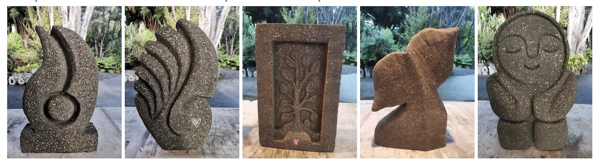 Alasdair Scott's examples of soft stone sculptures made by his students