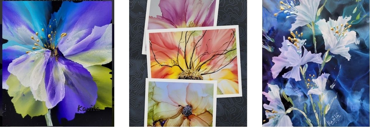 Kavita Lambi alcohol ink artworks flowers