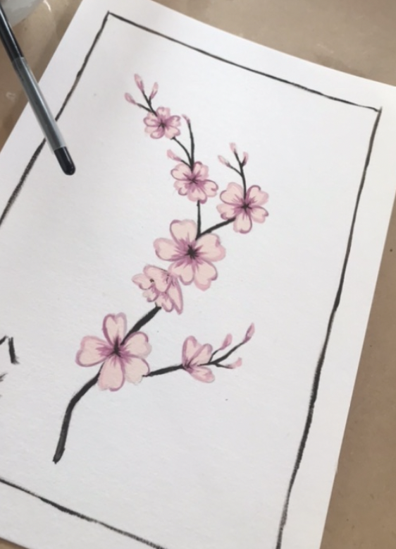 painting of cherry blossom