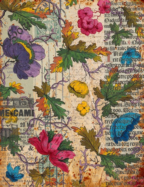 Decoupaged flowers by Nicolette Borich